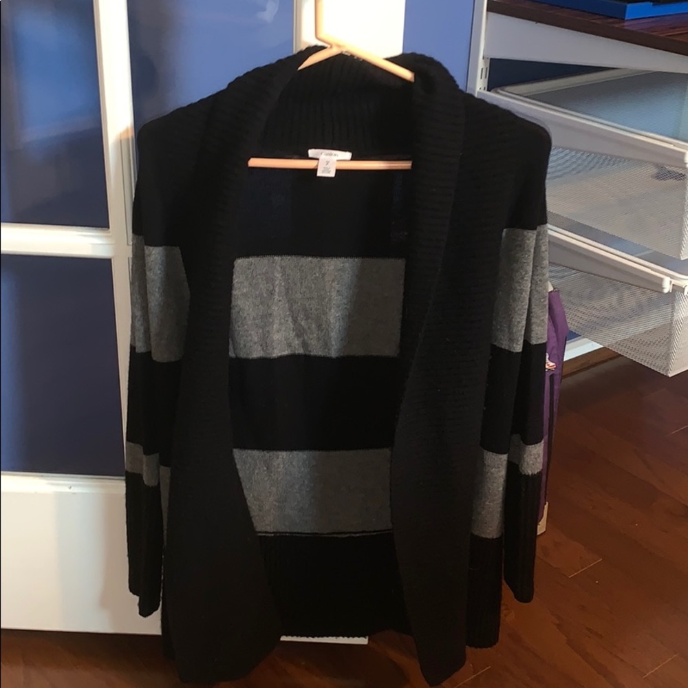 black and gray wool cardigan